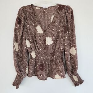 Brown Floral Women's Top